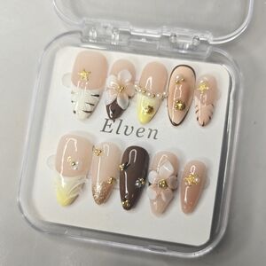 Beach Style Handmade Almond Shape Press On Nails